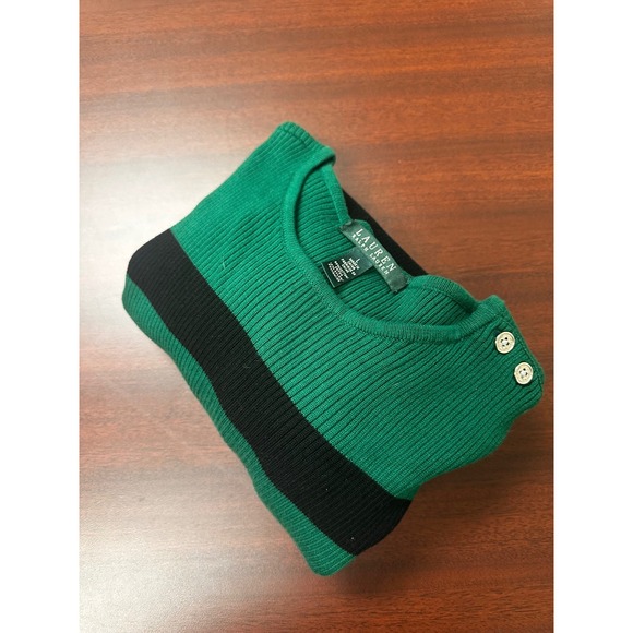 Lauren Ralph Lauren Sweaters - Lauren Ralph Lauren Ribbed Knit‎ Striped Sweater Womens Size Large Green Black